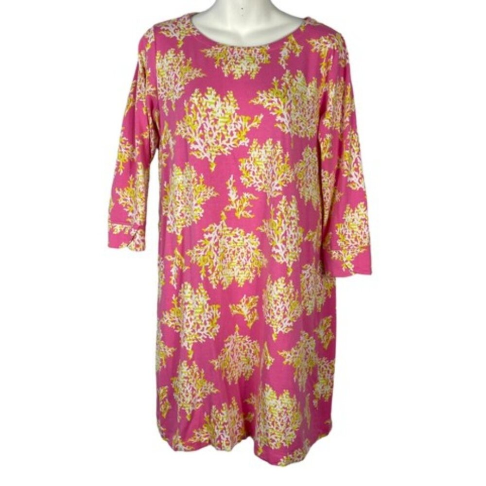 Crown & Ivy Beachy Pink Lime & White Coral Reef Print Dress Size XL